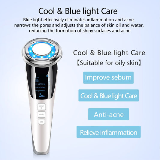 EMS LED Photon Therapy Sonic Vibration Wrinkle Remover Hot Cool Treatment Anti Aging Skin Cleaner Cleansing Rejuvenation Machine