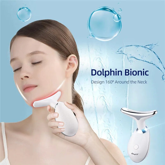 CkeyiN Neck Face Lifting Tool Massager LED Photon EMS Thermal Micro-current Massage Wrinkle Remover Anti Aging Remove Neck Lines