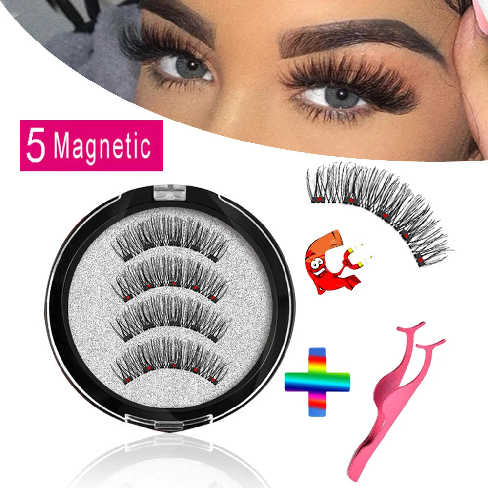 MB Magnetic Eyelashes With 5 Magnets 3D False Lashes Natural For Mink Eye lashes Extension Long Reusable faux cils magnetique