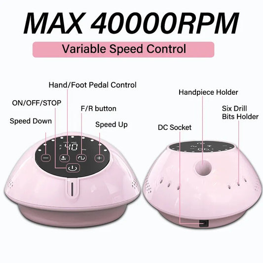 40000RPM Nail Drill Machine With HD Display Manicure Machine New Upgrade Electric Nail File With Cutter Nail Art Salon Tools