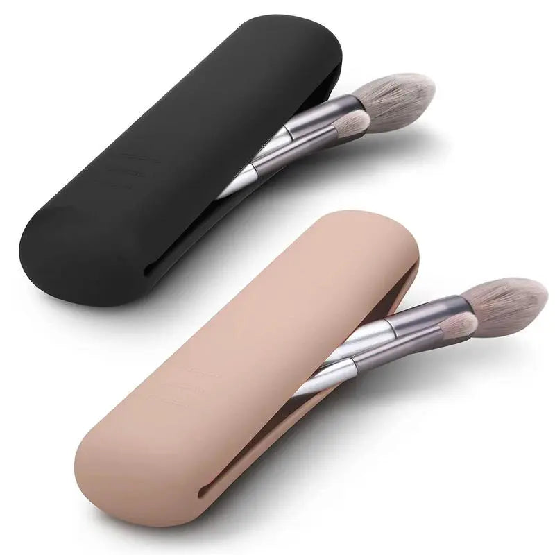 Trendy Travel Makeup Brush Holder, Silicon Material Portable For Getting Ready, Travelling, Cosmetic Case Makeup Organizers